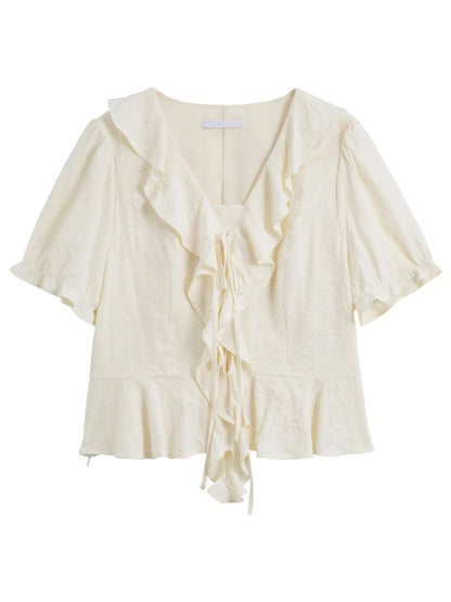 Women’s Plus Size Ruffled Blouse & Skirt Set