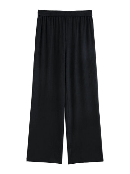 Black Wide-Leg Stretch Pants Casual Chic Trousers