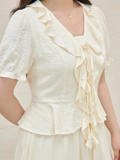Women’s Plus Size Ruffled Blouse & Skirt Set