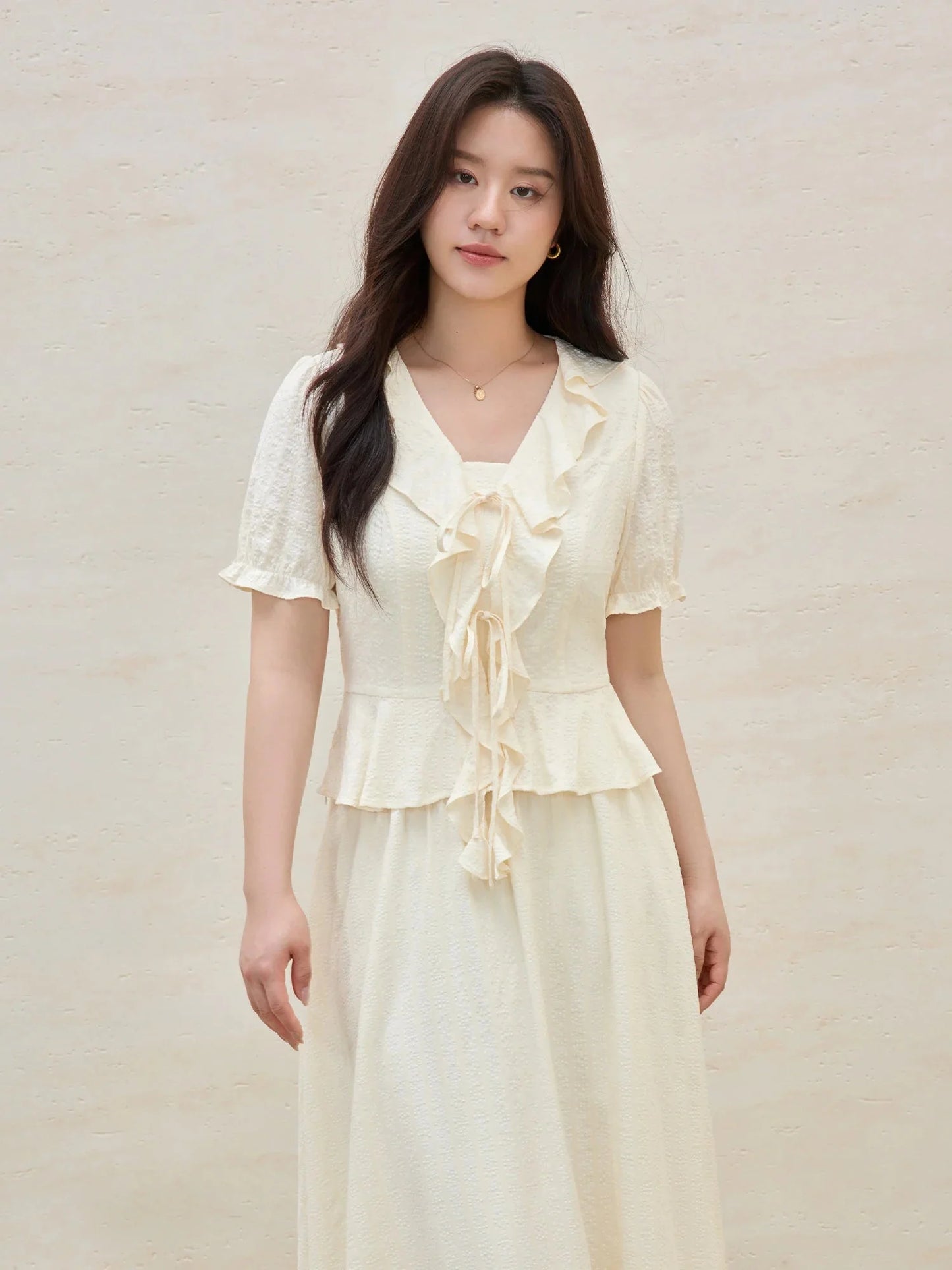 Women’s Plus Size Ruffled Blouse & Skirt Set