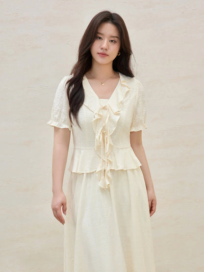 Women’s Plus Size Ruffled Blouse & Skirt Set