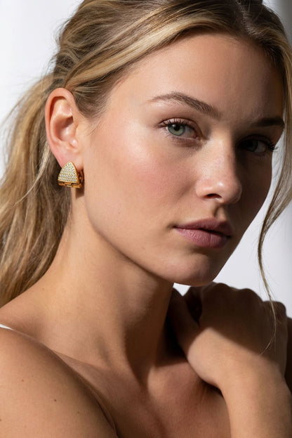 Luna Waterproof Dainty Triangle Zircon Pave Stud
